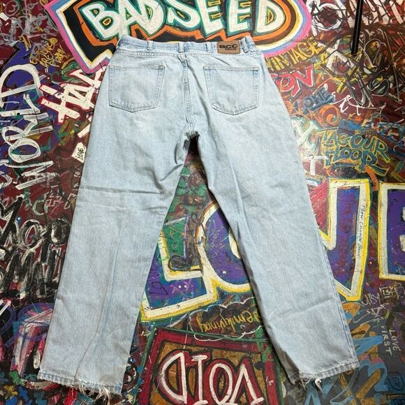 Y2K BCC Blues Distressed Light Wash Jeans - Men’s 36x30 - Camo-Lined Rips - Picture 8 of 13